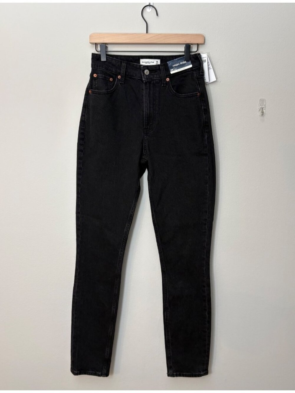 NEW Abercrombie and Fitch High-Rise Curve-Love 25 Tall Black Slim Jeans Stretchy